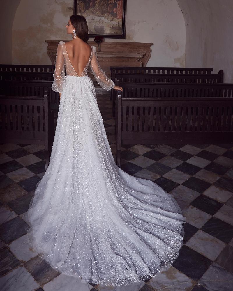 123116 sheer long sleeve wedding dress with low back2